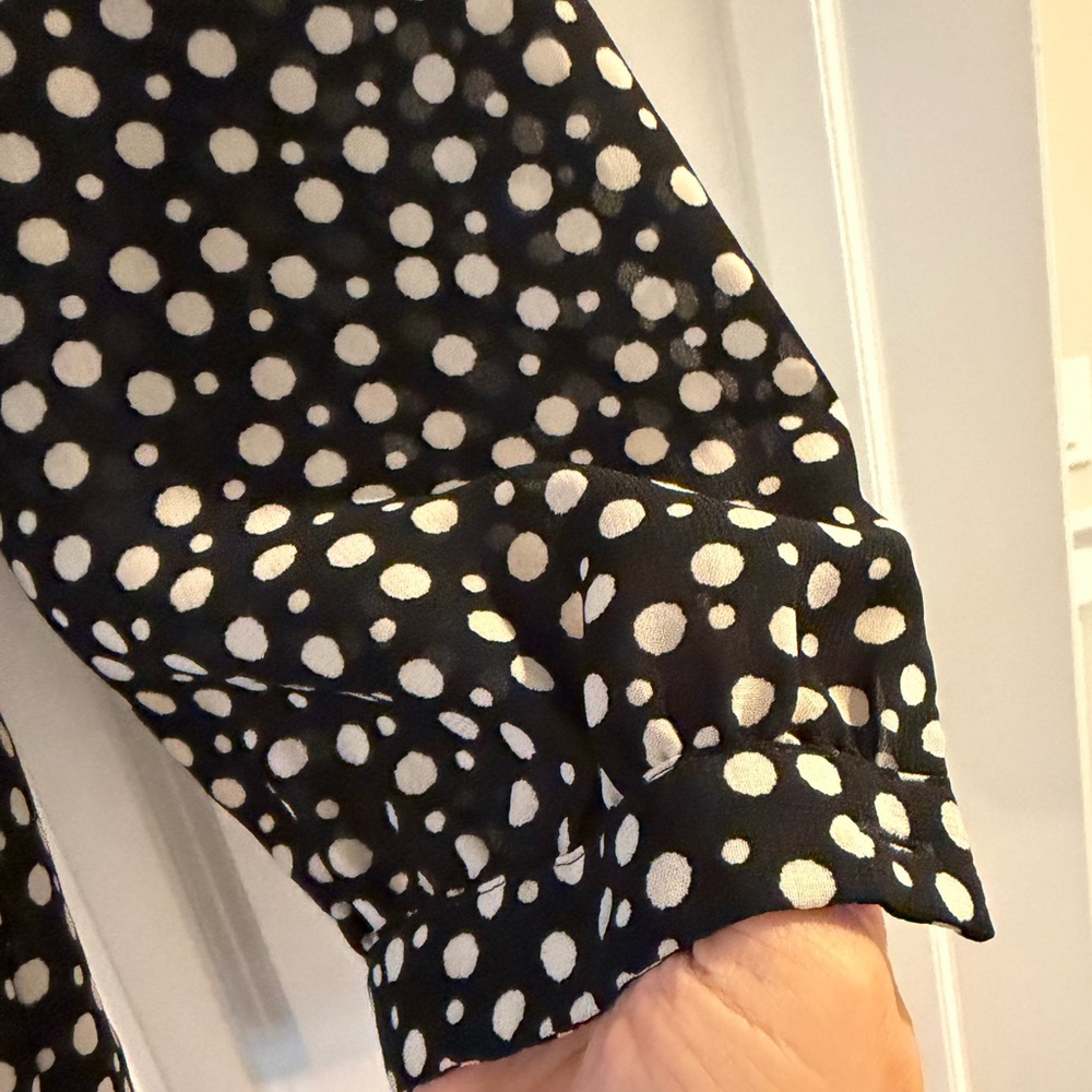 Izod Black and White Polka Dot Blouse - Picture 3 of 7